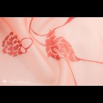 Розово-оранжевая шелковая органза с вышивкой